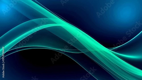 Digital technology green wave curve abstract background