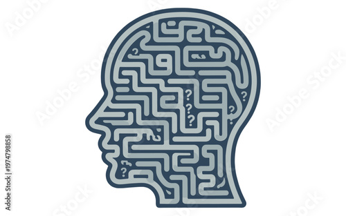 A thought-provoking illustration of a human head containing a complex maze.