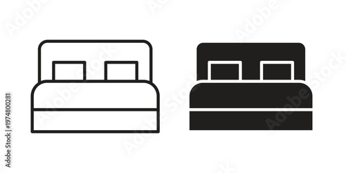 Double bed icon for graphic and web design. EPS10