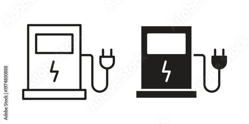 Electric vehicle charging station icon for graphic and web design. EPS10