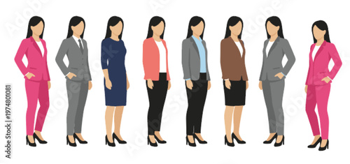 Business professional executive trio in formal suits flat vector