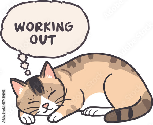 A cat dreaming about working out while resting peacefully