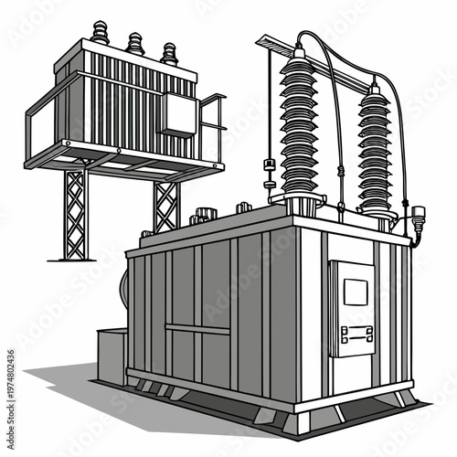 Transformer station with elevated unit and tower power station