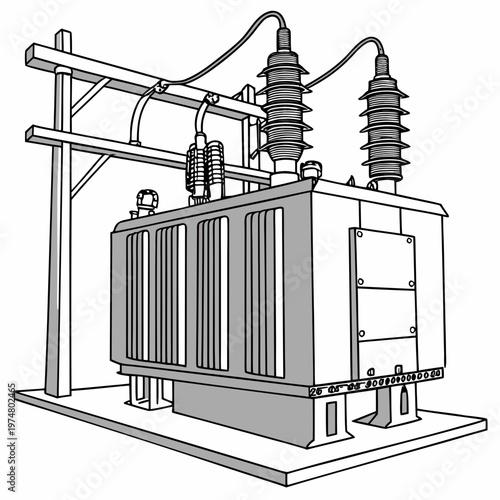 Electrical transformer with insulators and wires power