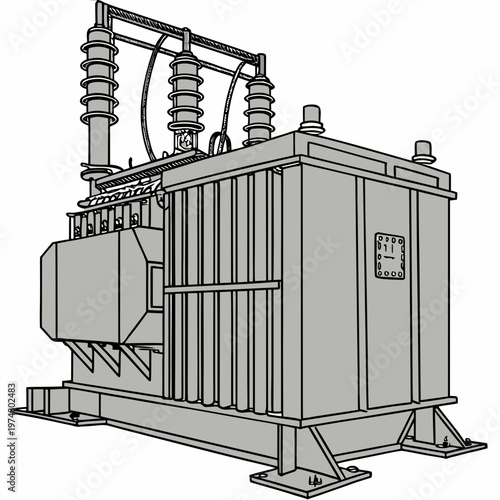 Electrical transformer with insulators and metal structure