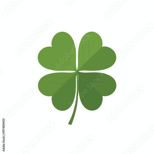 A digital illustration of a four-leaf clover with textured green leaves on a white background