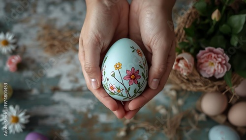 Handcrafted Floral Easter Eggs in Soft Pastel Style