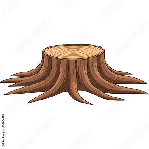 An illustration shows a tree stump with visible roots cut off.