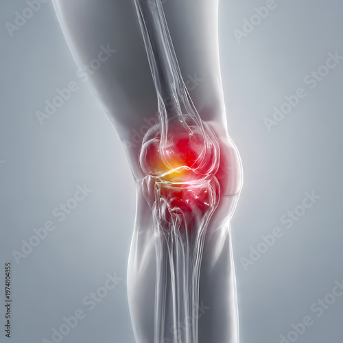 Person experiences pain in the knee joint with inflammation and injury
