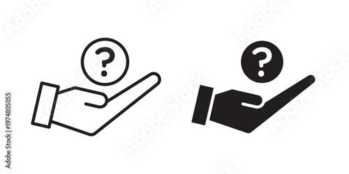 Hand holding question mark icon for graphic and web design. EPS10