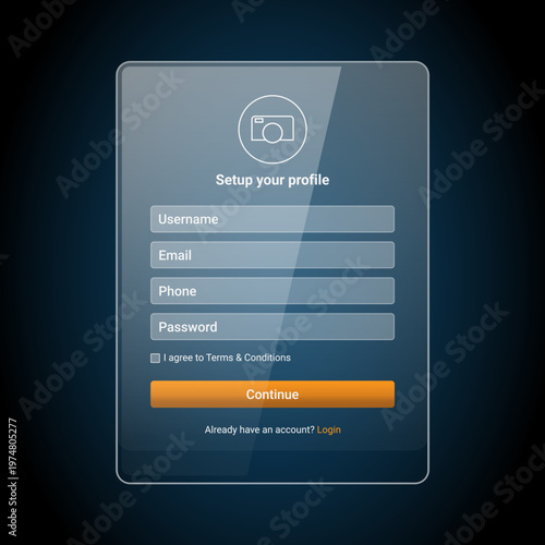 Dark Glassmorphism Signup Screen