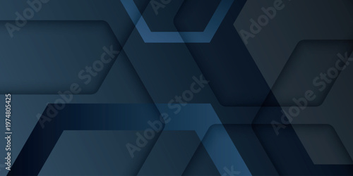 3D abstract background with realistic hexagonal concave lines effect. Futuristic tech design with glowing geometric layers. Modern graphic design template. EPS. 2