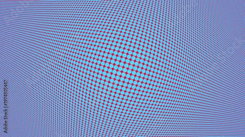 Abstract Pink and Blue Halftone Dot Pattern with Spherical Fisheye Distortion Background Texture