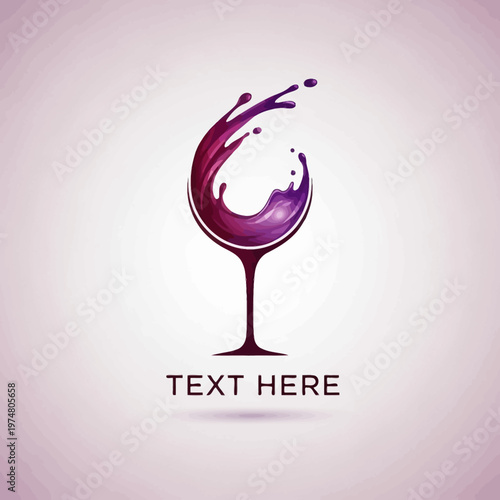 Wine Glass with Red Wine Splash.