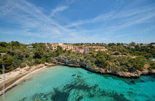 Mallorca coastline with luxury villas overlooking turquoise water