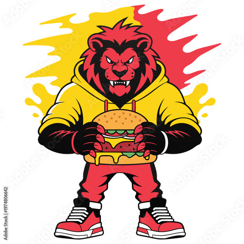 Lion Burger King Street Mascot T Shirt Graphic