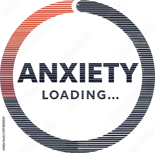 Anxiety depicted through a loading animation with the word anxiety