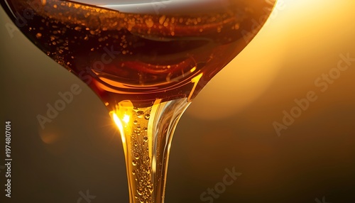 Golden Honey Dripping From Wooden Spoon