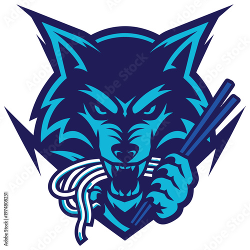 Wolf Noodle Warrior Mascot T Shirt Design