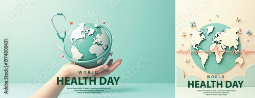 Elegant World health day backgorund, Realistic World health day for social media template	