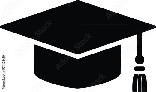 Black graduation cap with tassel symbolizing academic achievement and completion of studies