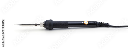 Electrical soldering iron isolated on white.