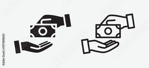 Money Donation, Charity Support and Funding Hand Icon Set Vector