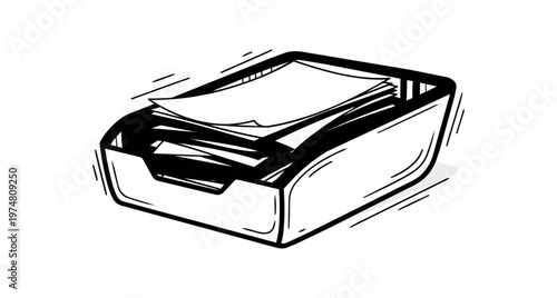 Stack of papers in tray icon illustration office and document concept