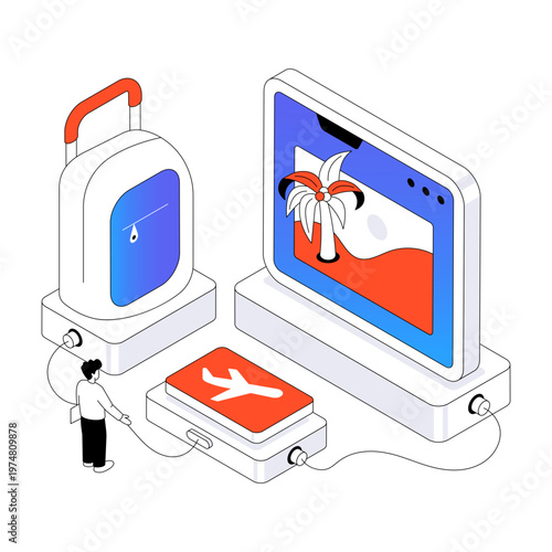 Editable design illustration of travel place booking 