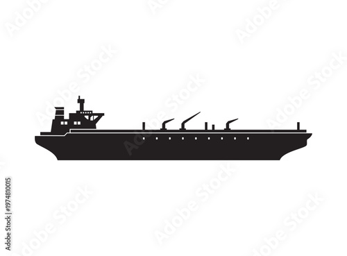Fuel Tanker Ship Silhouette Icon Maritime Cargo Vessel