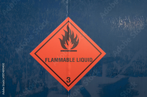 sign for flammable liquid on a tank