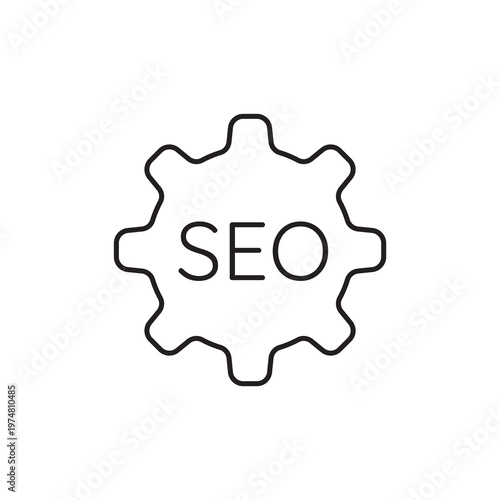 Technical core search engine backend mechanism gear line icon
