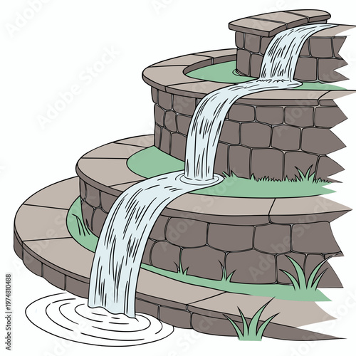 Round multi-tiered stone fountain round fountain architecture