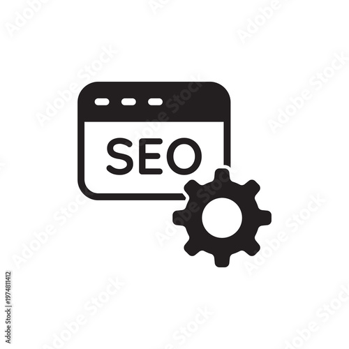 Website SEO admin settings configuration gear solid glyph icon