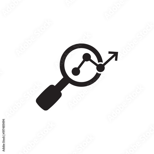 Search volume market trend popularity forecast solid glyph icon