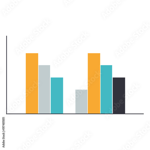 Flat multicolor decreasing bar chart