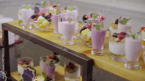 Wallpaper Mural Tropical fruity smoothies are displayed on a table. Torontodigital.ca