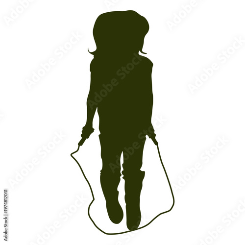 Girl jumping rope silhouette 4