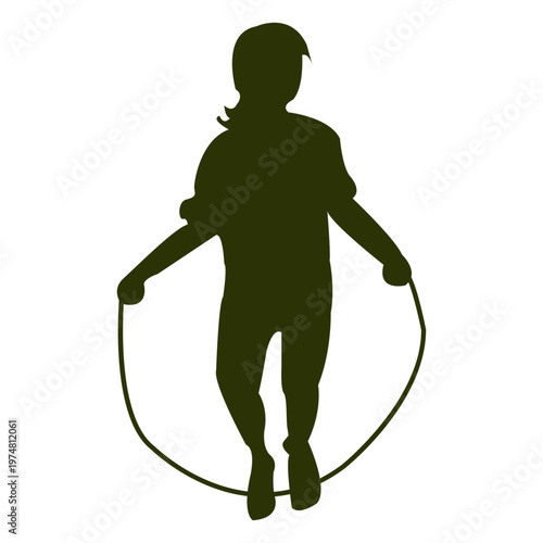 Girl jumping rope silhouette
