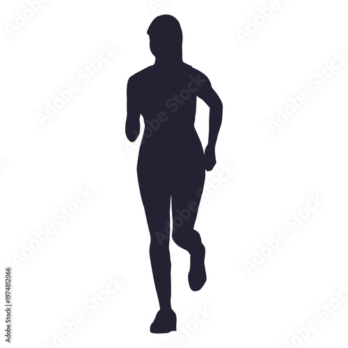 Girl marathon running silhouette