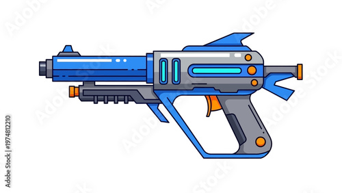 Futuristic Sci-Fi Blaster Gun Pixel Art Illustration