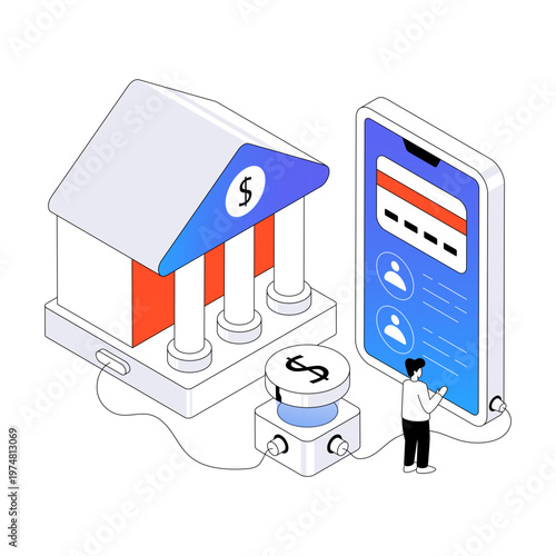 An editable design illustration of mobile banking