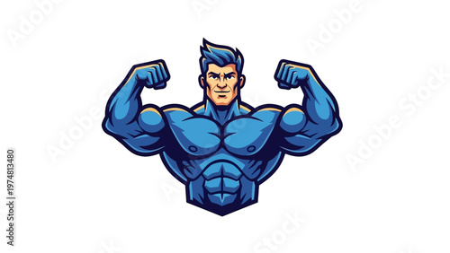 Muscular Cartoon Superhero Character.