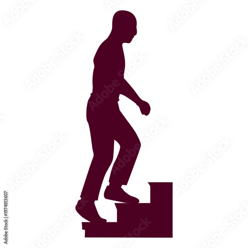 Man climbing stairs sequence silhouette in red