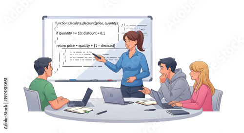 Businesswoman presenting to colleagues in a meeting room