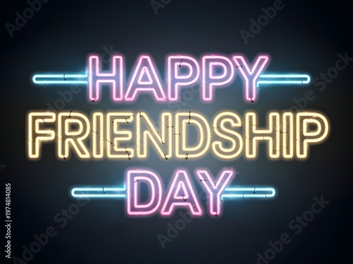 Happy Friendship Day neon typography wallpaper