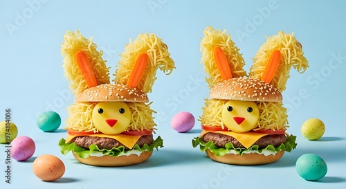 Festive easter day burgers a unique and playful celebration meal with easter eggs