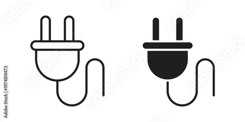 Power plug electric cord icon for graphic and web design. EPS10