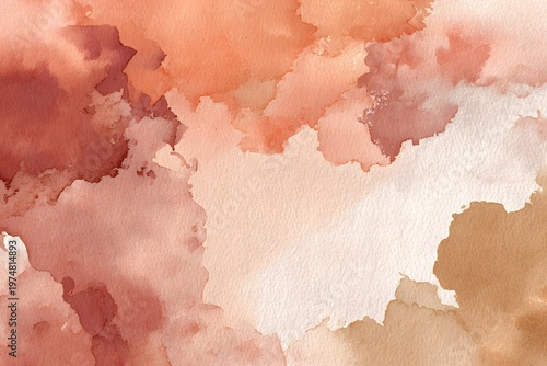 Abstract Watercolor Background in Muted Rust and Terracotta Wash