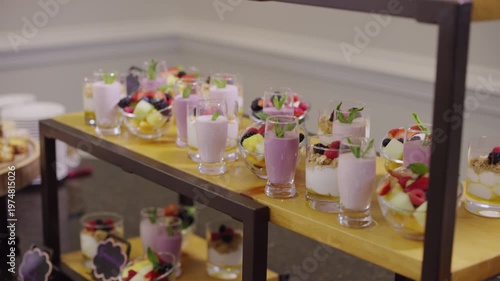 Wallpaper Mural Fruit smoothies, fruit salad and other healthy fruit snacks are aesthetically displayed on a table. Torontodigital.ca